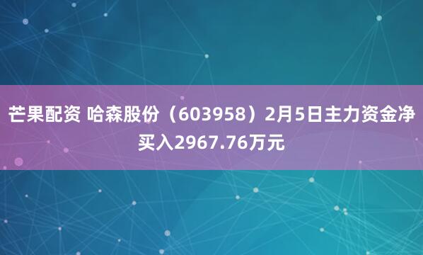 芒果配资 哈森股份(603958)2月5日主力资金净买入2967.76万元